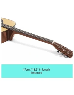 Karrera 38in Natural Acoustic Guitar With Pick Guard Steel String Bag