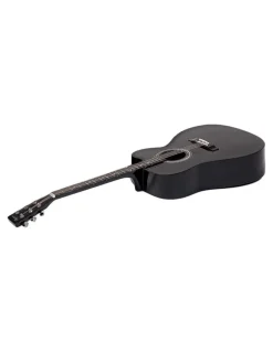 Karrera 38in Pro Black Acoustic Guitar With Picks Tuner Steel String Bag