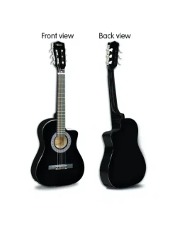 Karrera 38in Pro Black Acoustic Guitar With Picks Tuner Steel String Bag