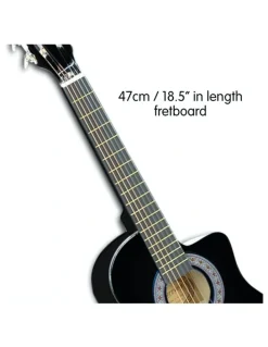 Karrera 38in Pro Black Acoustic Guitar With Picks Tuner Steel String Bag