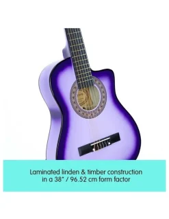 Karrera 38in Purple Burst Acoustic Guitar With Pick Guard Steel String Bag