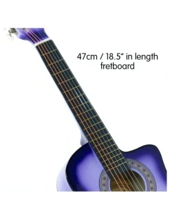 Karrera 38in Purple Burst Acoustic Guitar With Pick Guard Tuner Strings Bag