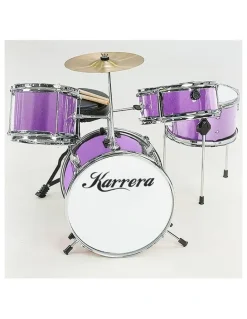 Karrera Kerrera Childrens 4 Piece Diamond Drum Kit Set Musical Instrument in Purple