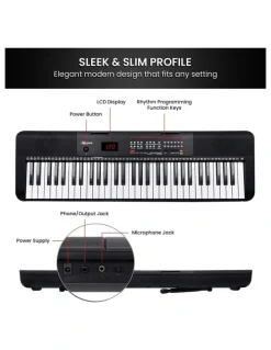 Karrera 61-Key Electronic Piano Keyboard With LED And Folding Stand CHJ-SD1 in Black