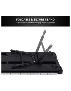 Karrera 61-Key Electronic Piano Keyboard With LED And Folding Stand CHJ-SD1 in Black
