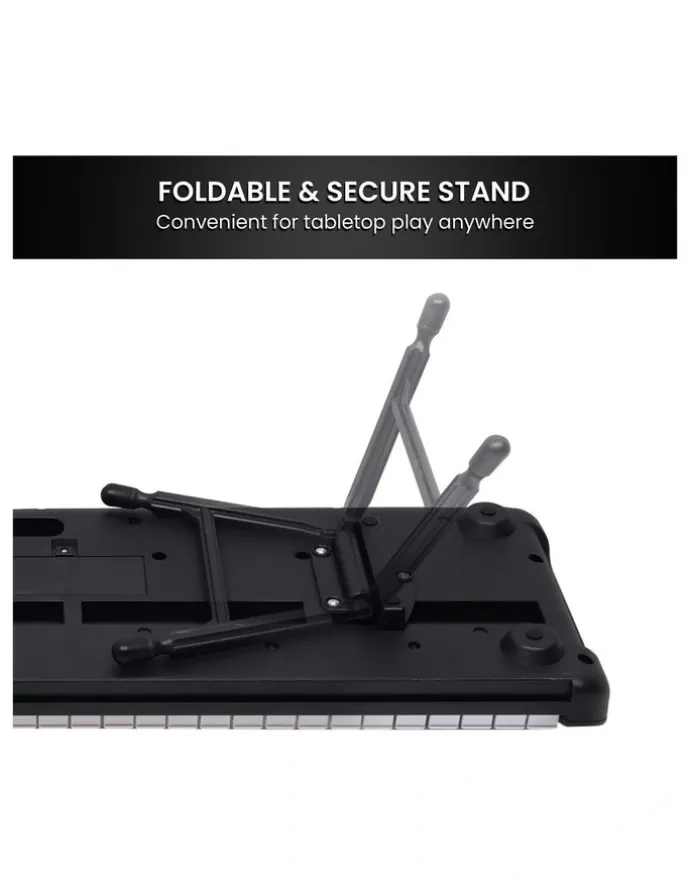Karrera 61-Key Electronic Piano Keyboard With LED And Folding Stand CHJ-SD1 in Black