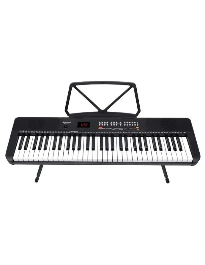 Karrera 61-Key Electronic Piano Keyboard With LED And Folding Stand CHJ-SD1 in Black