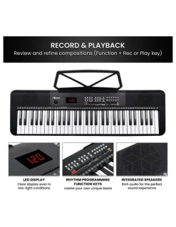 Karrera 61-Key Electronic Piano Keyboard With LED And Folding Stand CHJ-SD1 in Black