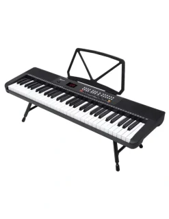 Karrera 61-Key Electronic Piano Keyboard With LED And Folding Stand CHJ-SD1 in Black
