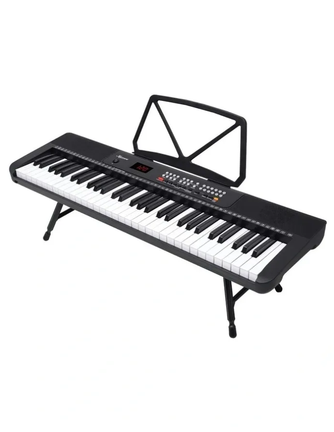 Karrera 61-Key Electronic Piano Keyboard With LED And Folding Stand CHJ-SD1 in Black
