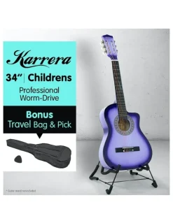 Karrera Purple Childrens Acoustic Guitar Ideal Kids Gift 1/2 Size