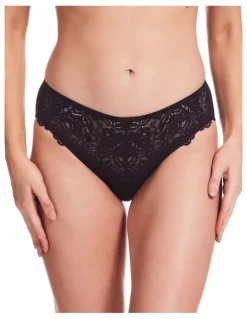 Kayser Lace Stretch Cotton Hicut Brief in Black
