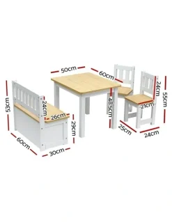 Keezi Activity Table & Storage Bench & Chair Set in Natural