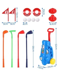 Keezi Keezi Kids Golf Set Toddler Club Set Pull Cart Indoor Outdoor Backyard Mini Toy Ages 2-6