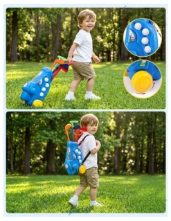 Keezi Keezi Kids Golf Set Toddler Club Set Pull Cart Indoor Outdoor Backyard Mini Toy Ages 2-6
