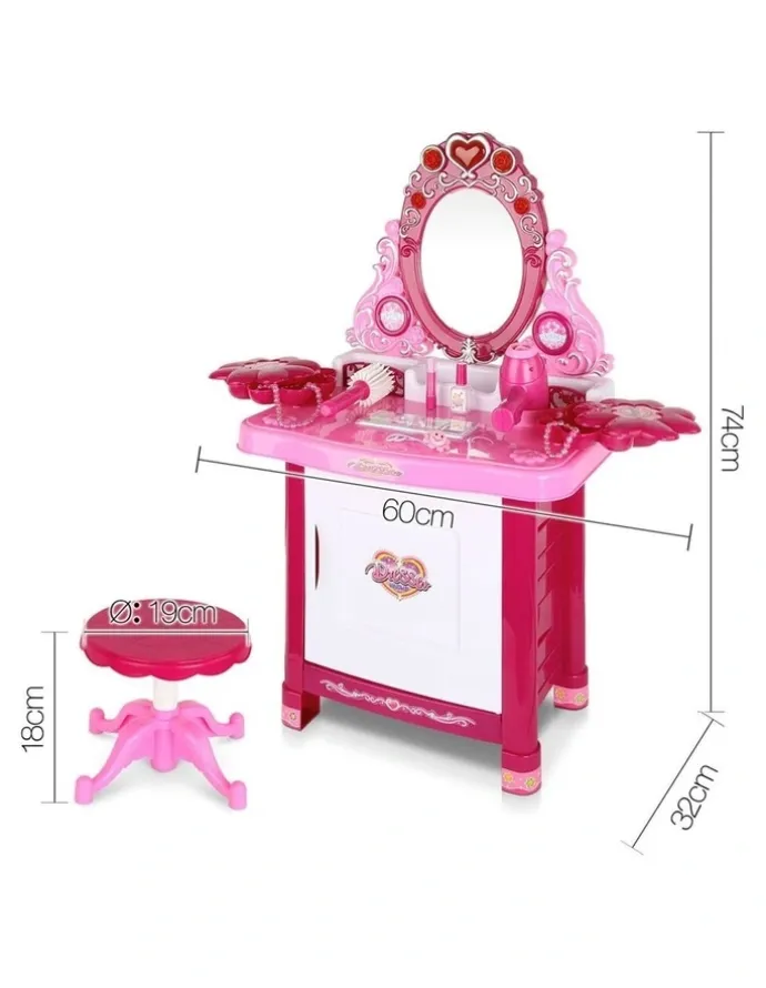 Keezi Kids Pretend Makeup Play Set Dressing Table Chair Girls Toys Children