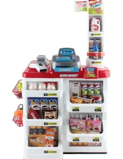 Keezi Kids Pretend Role Play Supermarket 24 Piece Playset Cash Register Trolley