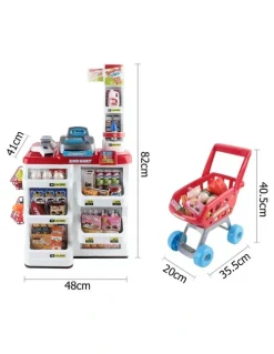 Keezi Kids Pretend Role Play Supermarket 24 Piece Playset Cash Register Trolley