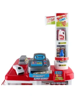Keezi Kids Pretend Role Play Supermarket 24 Piece Playset Cash Register Trolley
