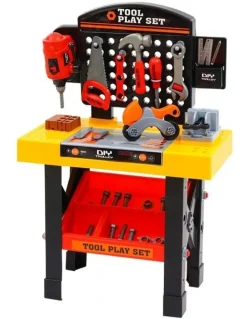 Keezi Kids Pretend Workbench DIY Tools Children Role Play Toys 54 Piece in Black