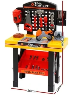 Keezi Kids Pretend Workbench DIY Tools Children Role Play Toys 54 Piece in Black