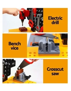 Keezi Kids Pretend Workbench DIY Tools Children Role Play Toys 54 Piece in Black