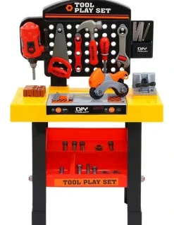 Keezi Kids Pretend Workbench DIY Tools Children Role Play Toys 54 Piece in Black