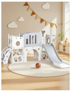 Keezi Kids Slide Swing Set Ball Hoop Rings Football Outdoor Toys