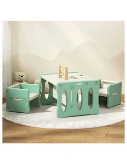 Keezi Kids Table and Chairs Set Hdpe in Green