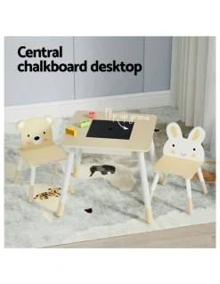 Keezi Kids Table & Chairs Set 3 Piece in Natural