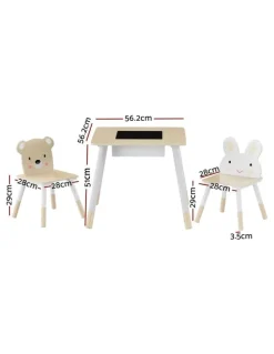 Keezi Kids Table & Chairs Set 3 Piece in Natural
