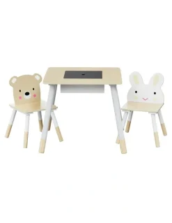 Keezi Kids Table & Chairs Set 3 Piece in Natural