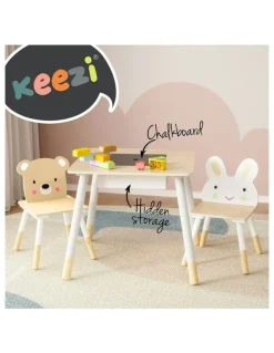 Keezi Kids Table & Chairs Set 3 Piece in Natural