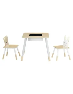 Keezi Kids Table & Chairs Set 3 Piece in Natural