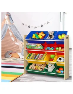 Keezi Kids Toy Box 12 Bins Organiser Rack in Multi