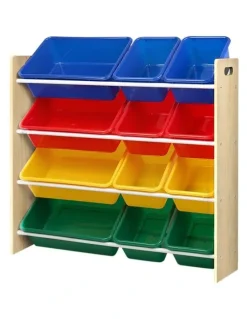 Keezi Kids Toy Box 12 Bins Organiser Rack in Multi