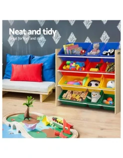 Keezi Kids Toy Box 12 Bins Organiser Rack in Multi