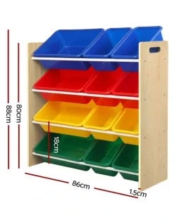 Keezi Kids Toy Box 12 Bins Organiser Rack in Multi