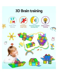 Keezi Magnetic Tiles Playset 100 Pieces