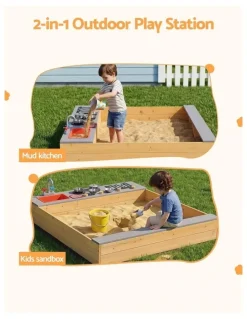 Keezi Mud Kitchen Sink Storage Bench Toy Box