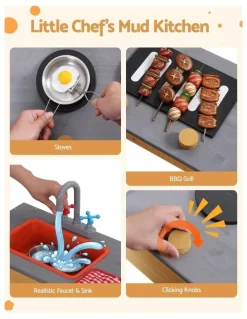 Keezi Mud Kitchen Sink Storage Bench Toy Box