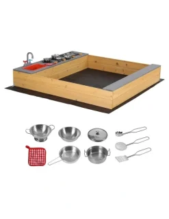 Keezi Mud Kitchen Sink Storage Bench Toy Box