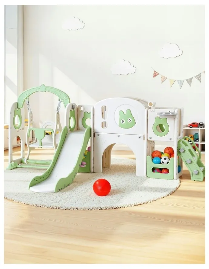 Keezi Slide Swing Set And Basketball Hoop Ring