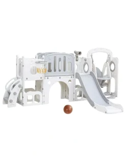 Keezi Slide Swing Set Basketball Hoop Ring Football Outdoor Toys 132cm