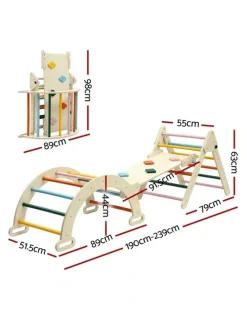 Keezi Triangle Climbing Toys Set With Slide Pikler Climber With Arch