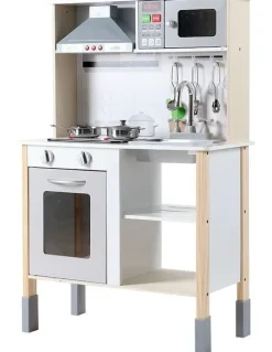 Keezi Wooden Kitchen Play Set in White/Brown