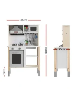 Keezi Wooden Kitchen Play Set in White/Brown
