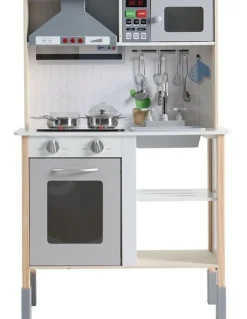 Keezi Wooden Kitchen Play Set in White/Brown