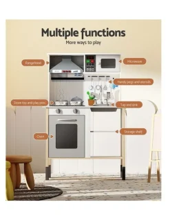 Keezi Wooden Kitchen Play Set in White/Brown