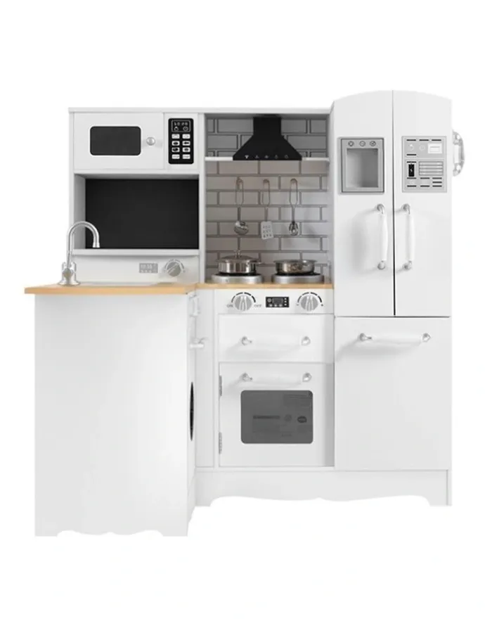 Keezi Wooden Kitchen Play Set in White
